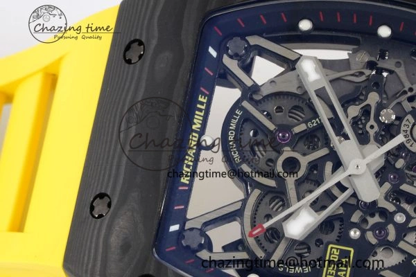 RM035-02 Real NTPT ZF 1:1 Best Edition Skeleton Dial on Yellow Rubber Strap NH05A V3+ Affordable 9347