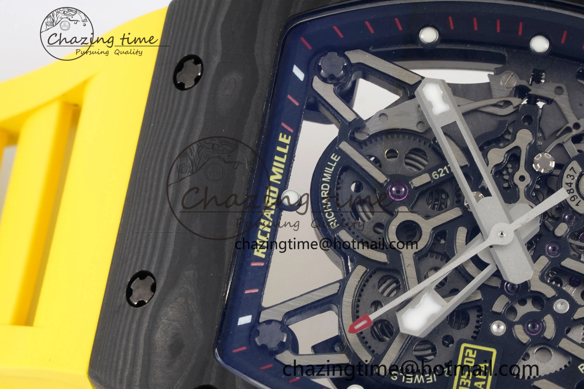 RM035-02 Real NTPT ZF 1:1 Best Edition Skeleton Dial on Yellow Rubber Strap NH05A V3+ Affordable 9347