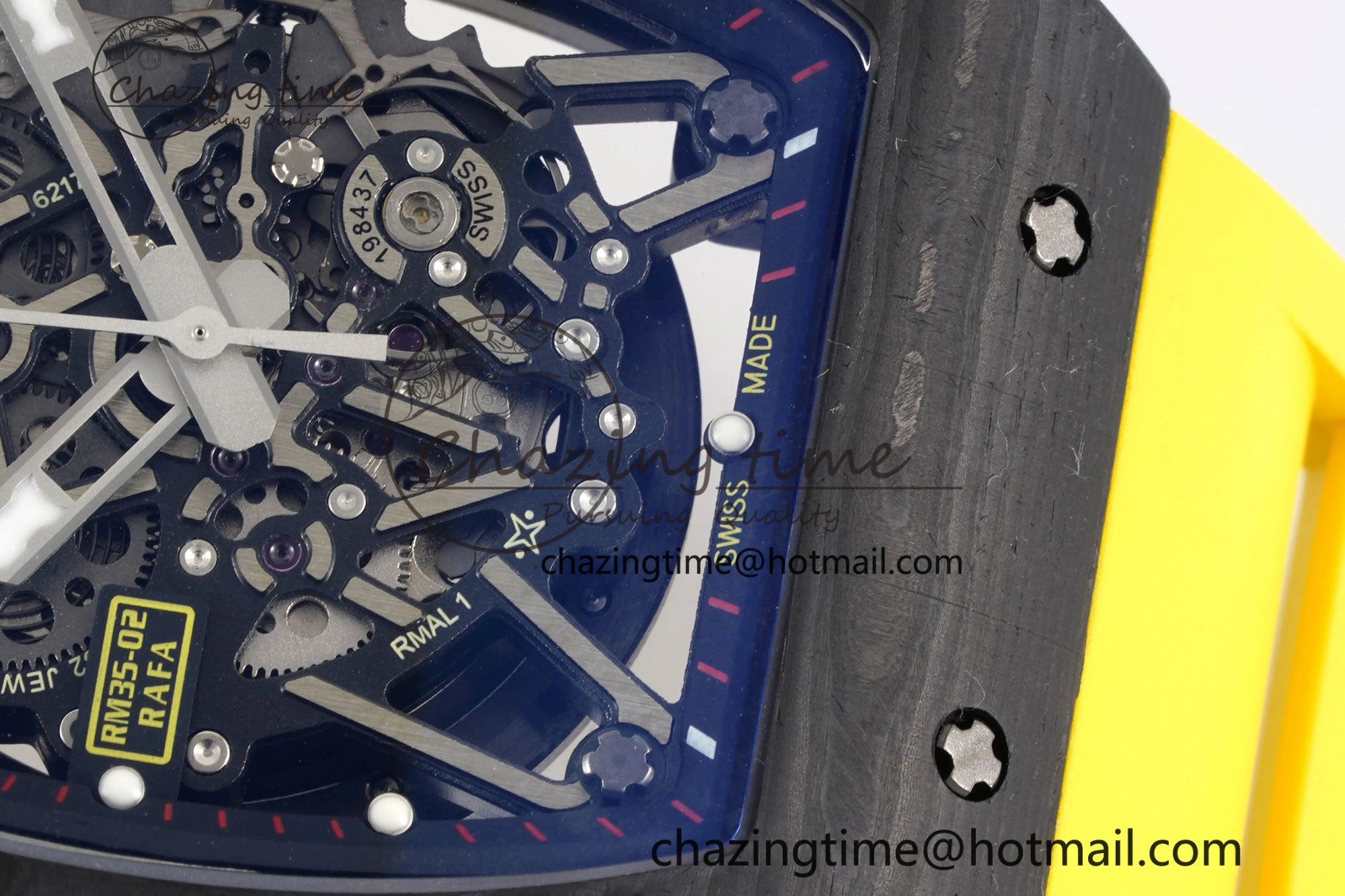 RM035-02 Real NTPT ZF 1:1 Best Edition Skeleton Dial on Yellow Rubber Strap NH05A V3+ Affordable 9347