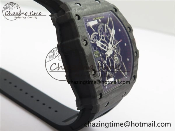 RM035-02 Real NTPT ZF All in One movement 1:1 Best Edition Skeleton Dial on Black Rubber Strap V Stretchable 9386