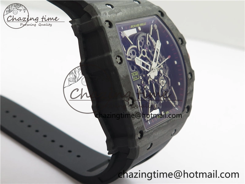 RM035-02 Real NTPT ZF All in One movement 1:1 Best Edition Skeleton Dial on Black Rubber Strap V Stretchable 9386