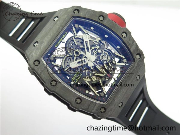RM035-02 Real NTPT ZF All in One movement 1:1 Best Edition Skeleton Dial on Black Rubber Strap V Stretchable 9386