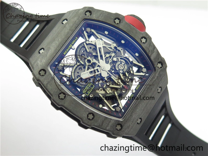 RM035-02 Real NTPT ZF All in One movement 1:1 Best Edition Skeleton Dial on Black Rubber Strap V Stretchable 9386