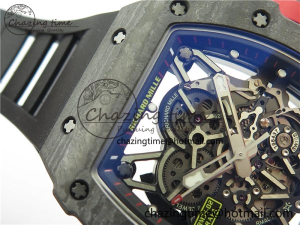 RM035-02 Real NTPT ZF All in One movement 1:1 Best Edition Skeleton Dial on Black Rubber Strap V Stretchable 9386
