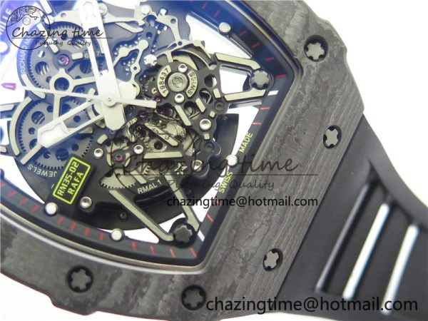 RM035-02 Real NTPT ZF All in One movement 1:1 Best Edition Skeleton Dial on Black Rubber Strap V Stretchable 9386