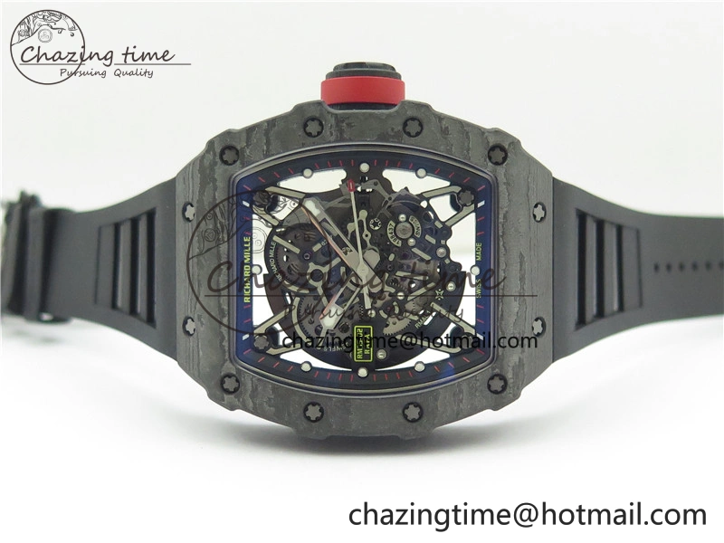 RM035-02 Real NTPT ZF All in One movement 1:1 Best Edition Skeleton Dial on Black Rubber Strap V Stretchable 9386