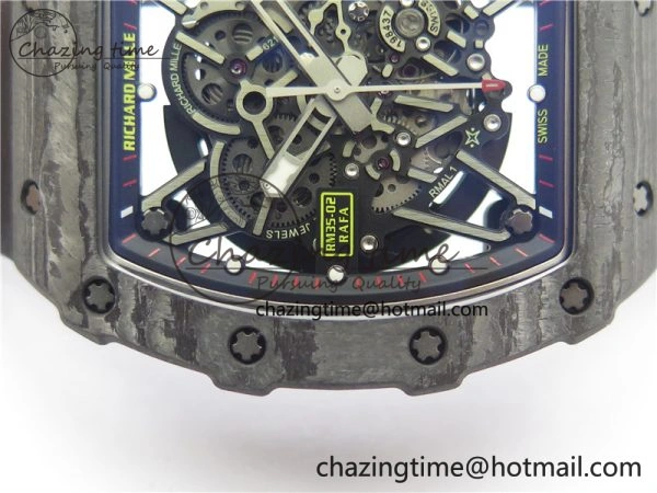 RM035-02 Real NTPT ZF All in One movement 1:1 Best Edition Skeleton Dial on Black Rubber Strap V Stretchable 9386