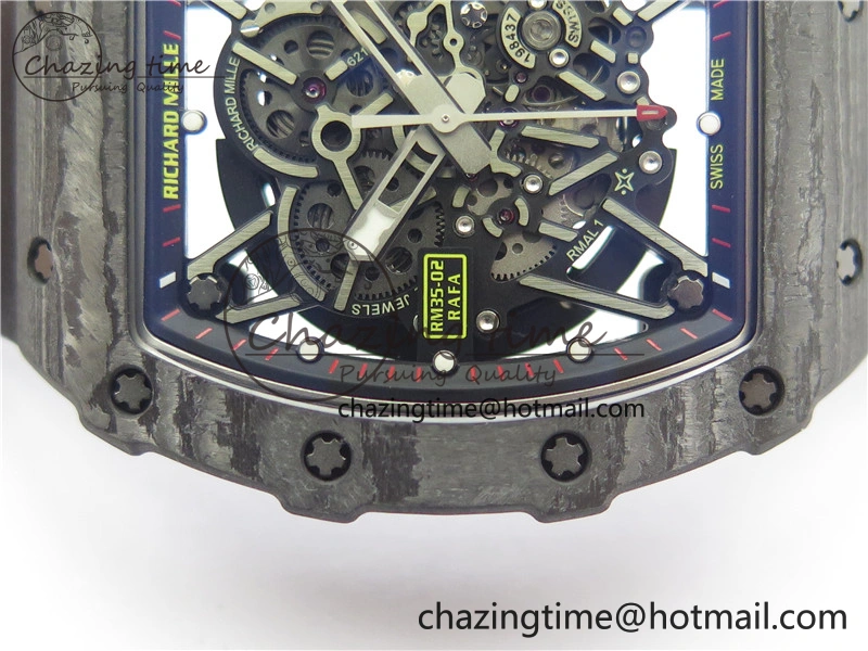 RM035-02 Real NTPT ZF All in One movement 1:1 Best Edition Skeleton Dial on Black Rubber Strap V Stretchable 9386