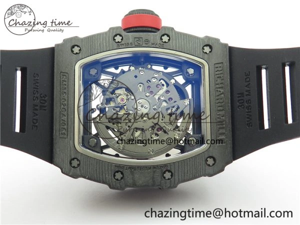 RM035-02 Real NTPT ZF All in One movement 1:1 Best Edition Skeleton Dial on Black Rubber Strap V Stretchable 9386
