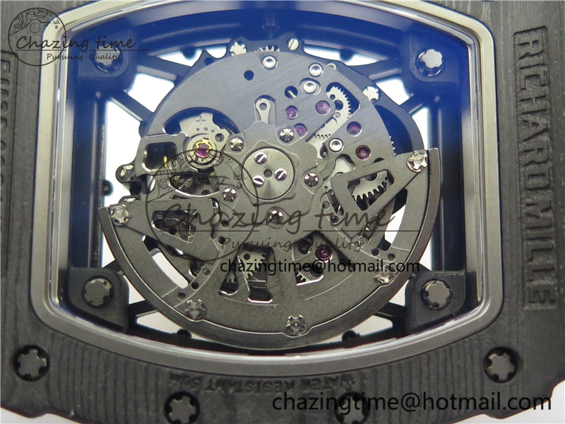 RM035-02 Real NTPT ZF All in One movement 1:1 Best Edition Skeleton Dial on Black Rubber Strap V Stretchable 9386