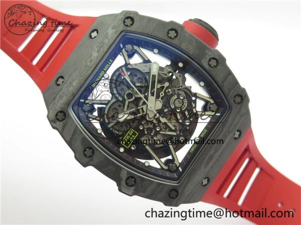Soft RM035-02 Real NTPT ZF All in One movement 1:1 Best Edition Skeleton Dial on Red Rubber Strap V 9388