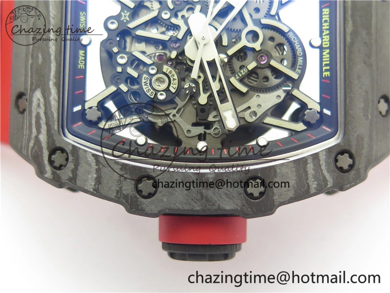 Soft RM035-02 Real NTPT ZF All in One movement 1:1 Best Edition Skeleton Dial on Red Rubber Strap V 9388