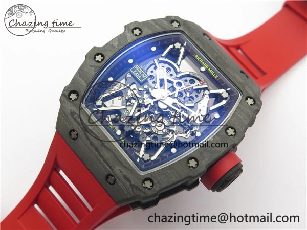 Soft RM035-02 Real NTPT ZF All in One movement 1:1 Best Edition Skeleton Dial on Red Rubber Strap V 9388
