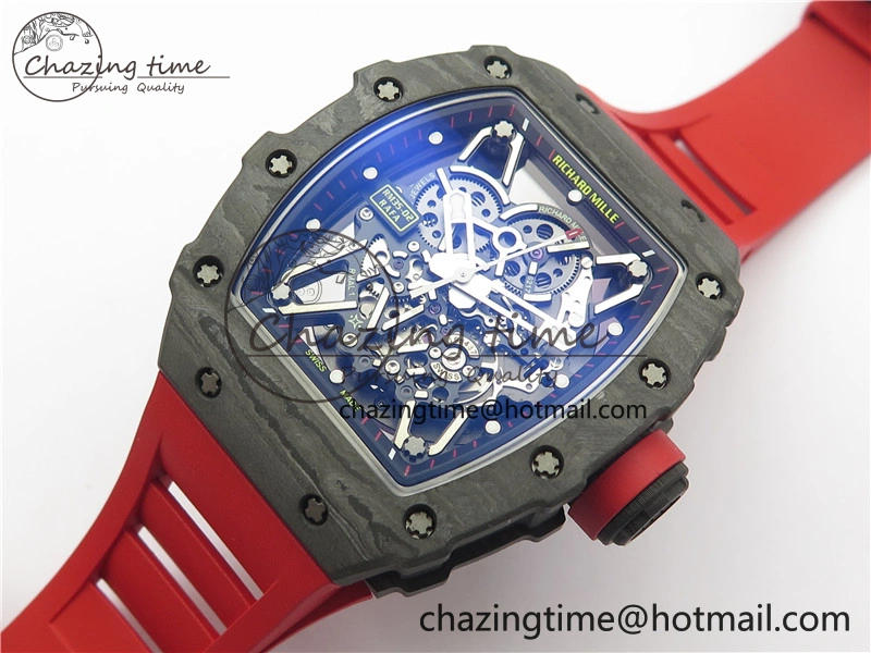 Soft RM035-02 Real NTPT ZF All in One movement 1:1 Best Edition Skeleton Dial on Red Rubber Strap V 9388