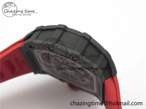 Soft RM035-02 Real NTPT ZF All in One movement 1:1 Best Edition Skeleton Dial on Red Rubber Strap V 9388