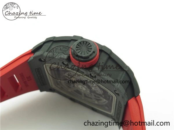 Soft RM035-02 Real NTPT ZF All in One movement 1:1 Best Edition Skeleton Dial on Red Rubber Strap V 9388