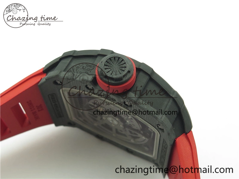 Soft RM035-02 Real NTPT ZF All in One movement 1:1 Best Edition Skeleton Dial on Red Rubber Strap V 9388