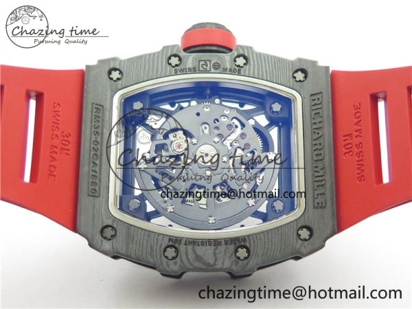 Soft RM035-02 Real NTPT ZF All in One movement 1:1 Best Edition Skeleton Dial on Red Rubber Strap V 9388