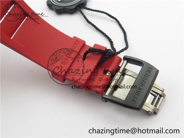 Soft RM035-02 Real NTPT ZF All in One movement 1:1 Best Edition Skeleton Dial on Red Rubber Strap V 9388