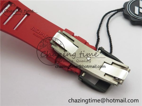 Soft RM035-02 Real NTPT ZF All in One movement 1:1 Best Edition Skeleton Dial on Red Rubber Strap V 9388