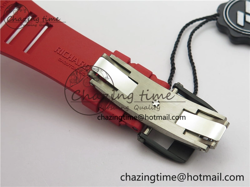 Soft RM035-02 Real NTPT ZF All in One movement 1:1 Best Edition Skeleton Dial on Red Rubber Strap V 9388