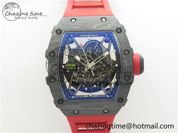 Soft RM035-02 Real NTPT ZF All in One movement 1:1 Best Edition Skeleton Dial on Red Rubber Strap V 9388