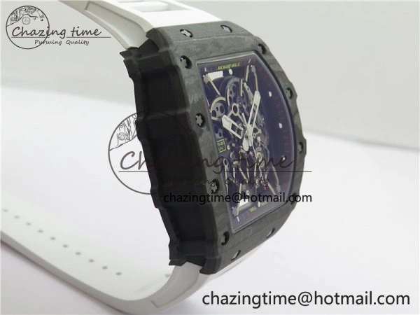 Functional RM035-02 Real NTPT ZF All in One movement 1:1 Best Edition Skeleton Dial on White Rubber Strap V 9389