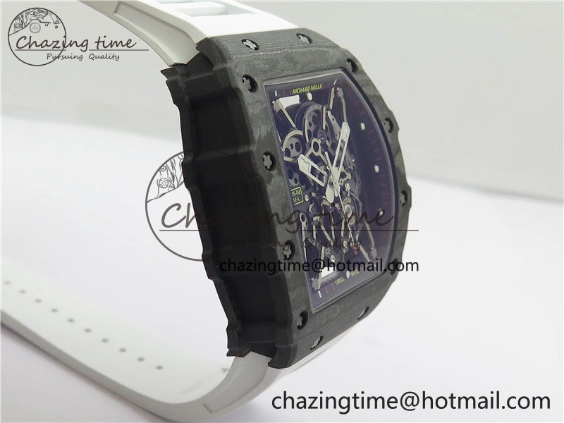 Functional RM035-02 Real NTPT ZF All in One movement 1:1 Best Edition Skeleton Dial on White Rubber Strap V 9389