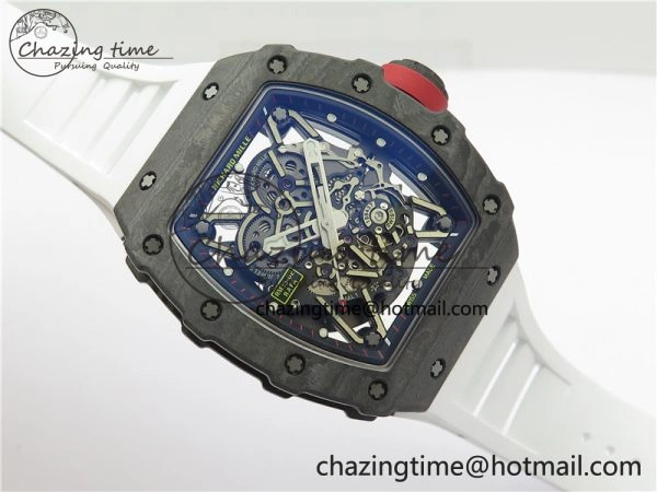 Functional RM035-02 Real NTPT ZF All in One movement 1:1 Best Edition Skeleton Dial on White Rubber Strap V 9389