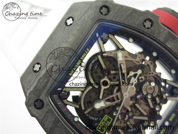 Functional RM035-02 Real NTPT ZF All in One movement 1:1 Best Edition Skeleton Dial on White Rubber Strap V 9389