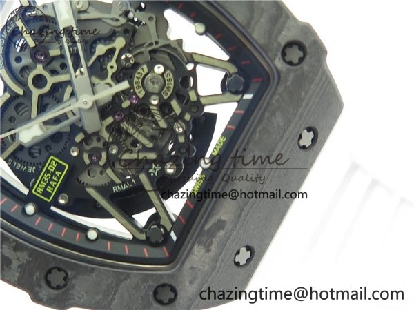 Functional RM035-02 Real NTPT ZF All in One movement 1:1 Best Edition Skeleton Dial on White Rubber Strap V 9389