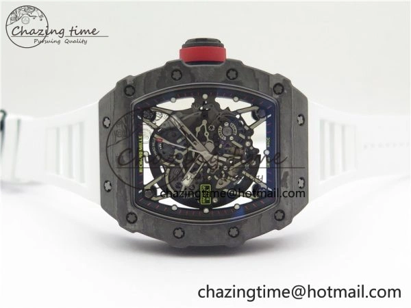 Functional RM035-02 Real NTPT ZF All in One movement 1:1 Best Edition Skeleton Dial on White Rubber Strap V 9389
