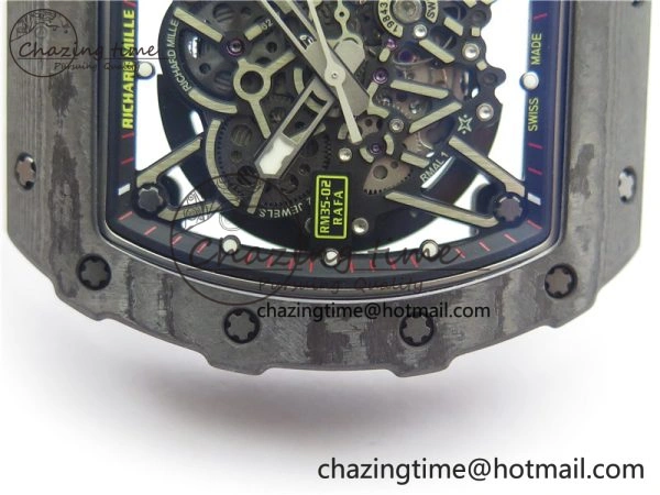 Functional RM035-02 Real NTPT ZF All in One movement 1:1 Best Edition Skeleton Dial on White Rubber Strap V 9389