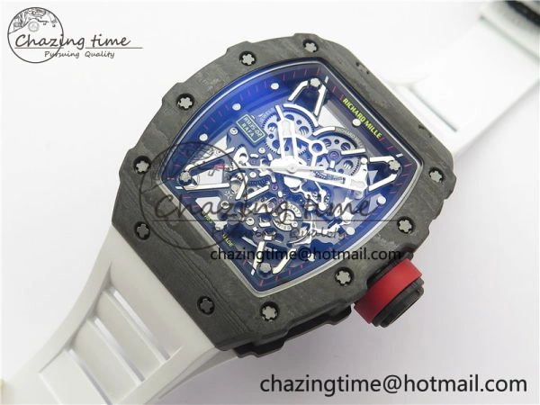 Functional RM035-02 Real NTPT ZF All in One movement 1:1 Best Edition Skeleton Dial on White Rubber Strap V 9389