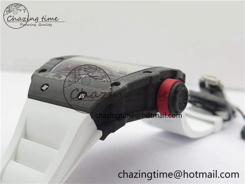 Functional RM035-02 Real NTPT ZF All in One movement 1:1 Best Edition Skeleton Dial on White Rubber Strap V 9389