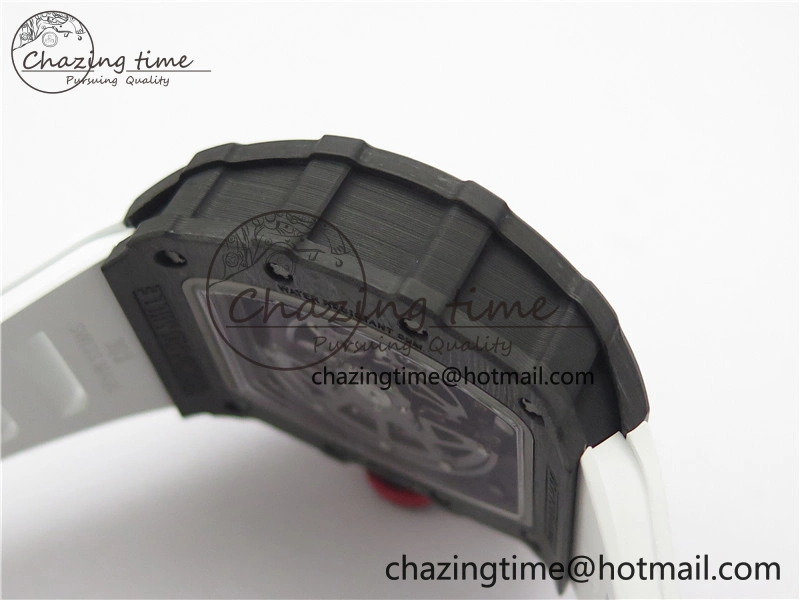 Functional RM035-02 Real NTPT ZF All in One movement 1:1 Best Edition Skeleton Dial on White Rubber Strap V 9389