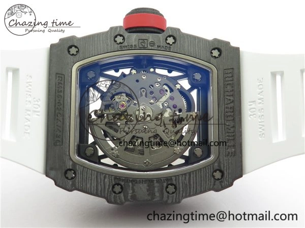 Functional RM035-02 Real NTPT ZF All in One movement 1:1 Best Edition Skeleton Dial on White Rubber Strap V 9389