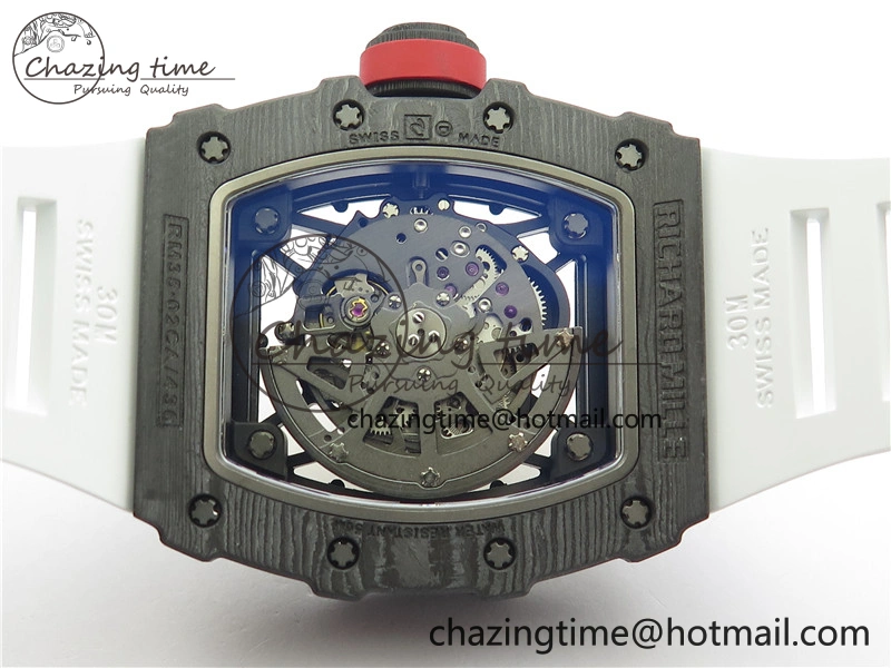 Functional RM035-02 Real NTPT ZF All in One movement 1:1 Best Edition Skeleton Dial on White Rubber Strap V 9389