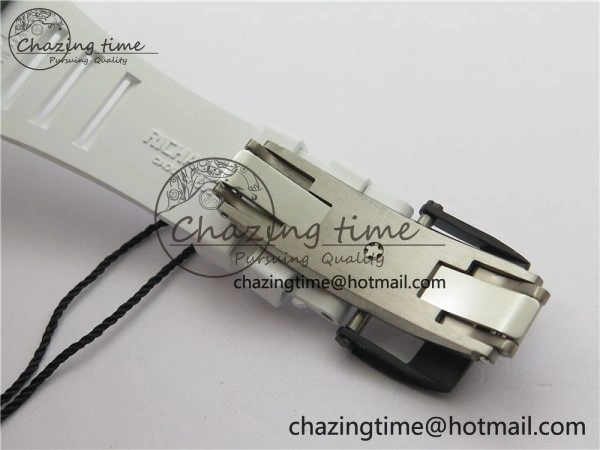 Functional RM035-02 Real NTPT ZF All in One movement 1:1 Best Edition Skeleton Dial on White Rubber Strap V 9389