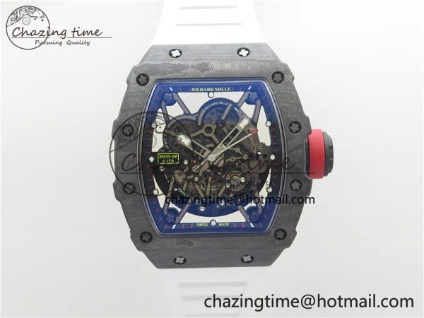 Functional RM035-02 Real NTPT ZF All in One movement 1:1 Best Edition Skeleton Dial on White Rubber Strap V 9389