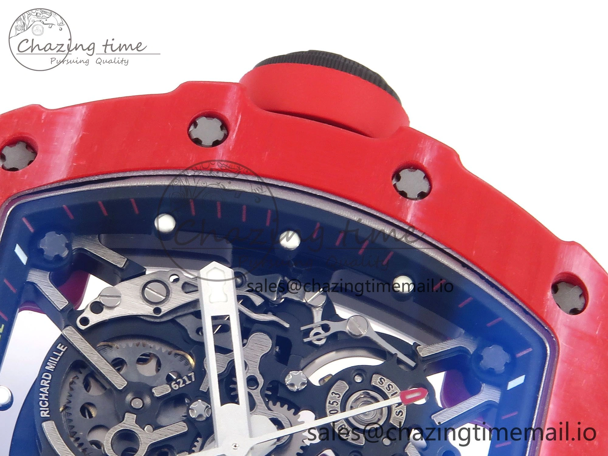 RM035-02 Red NTPT ZF 1:1 Best Edition Skeleton Dial on Black Rubber Strap RMAL1 Super Clone V Lightweight 9264