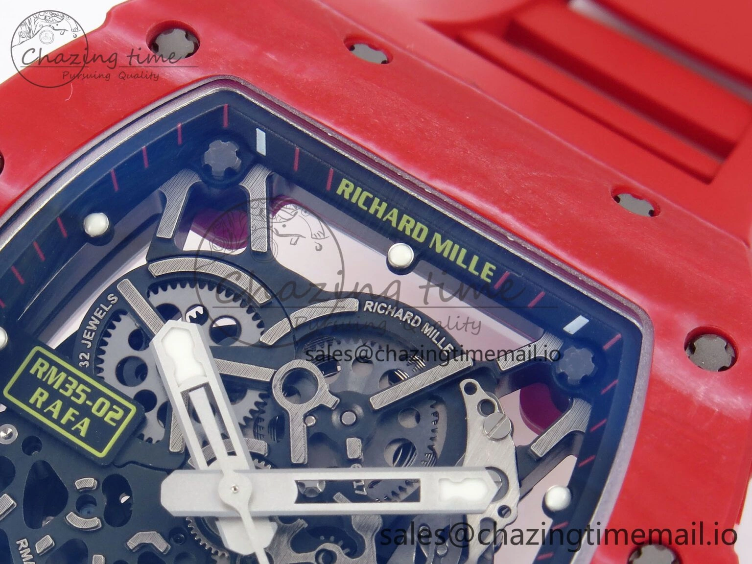 RM035-02 Red NTPT ZF 1:1 Best Edition Skeleton Dial on Red Rubber Strap RMAL1 Super Clone V ModernLook 9266