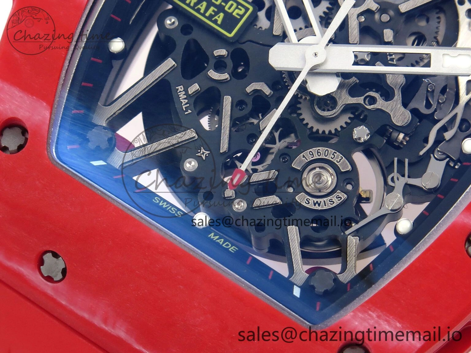 RM035-02 Red NTPT ZF 1:1 Best Edition Skeleton Dial on Red Rubber Strap RMAL1 Super Clone V ModernLook 9266