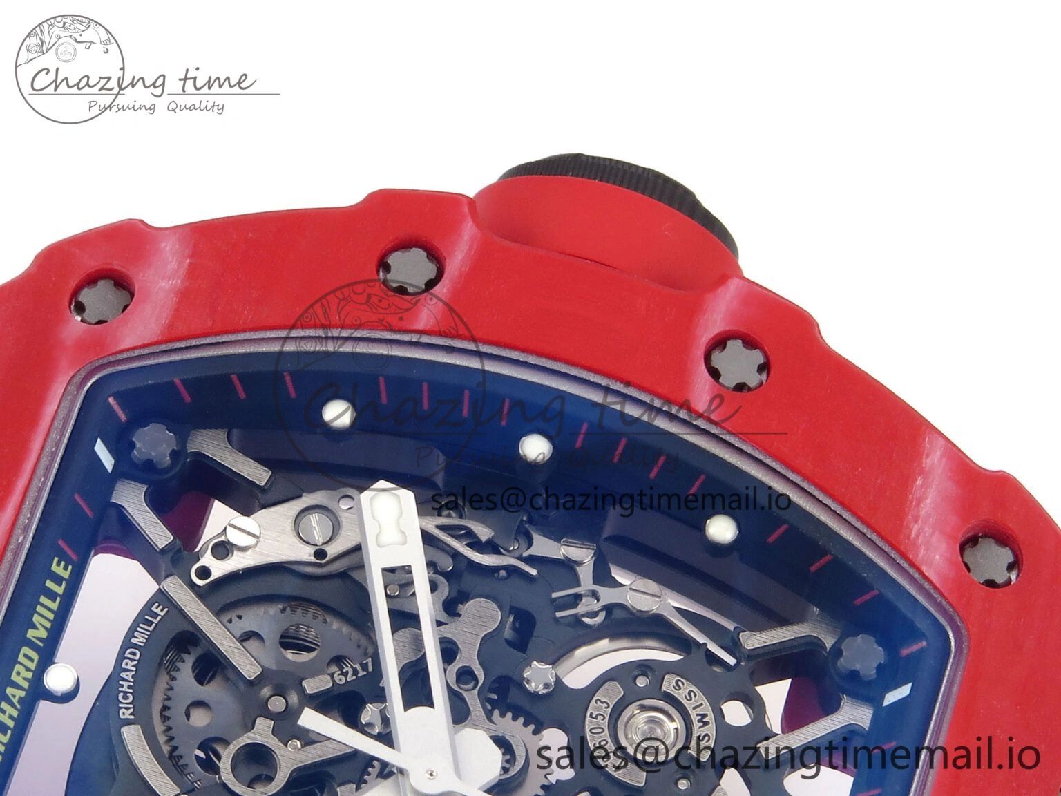 RM035-02 Red NTPT ZF 1:1 Best Edition Skeleton Dial on Red Rubber Strap RMAL1 Super Clone V ModernLook 9266