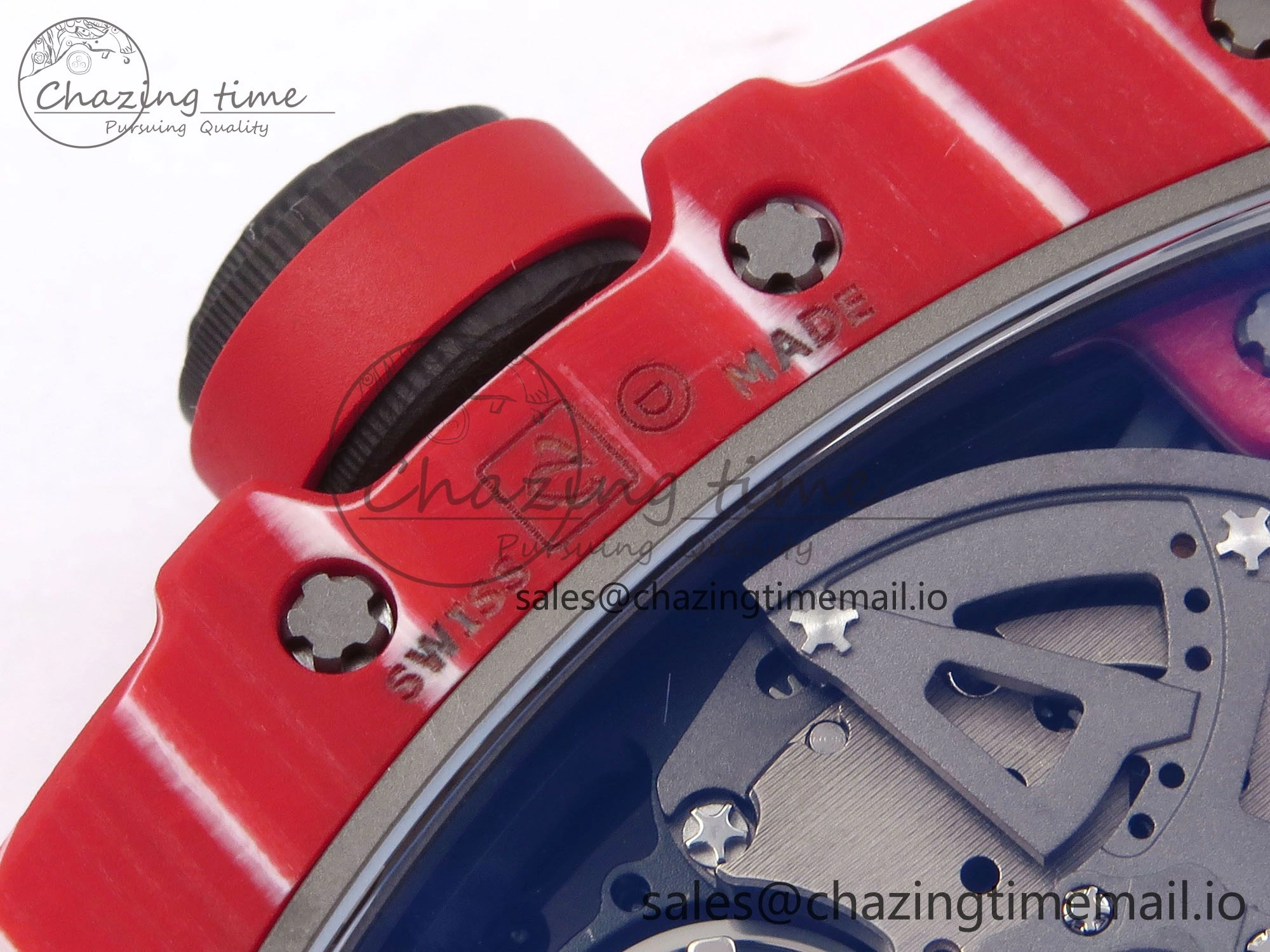 RM035-02 Red NTPT ZF 1:1 Best Edition Skeleton Dial on Red Rubber Strap RMAL1 Super Clone V ModernLook 9266