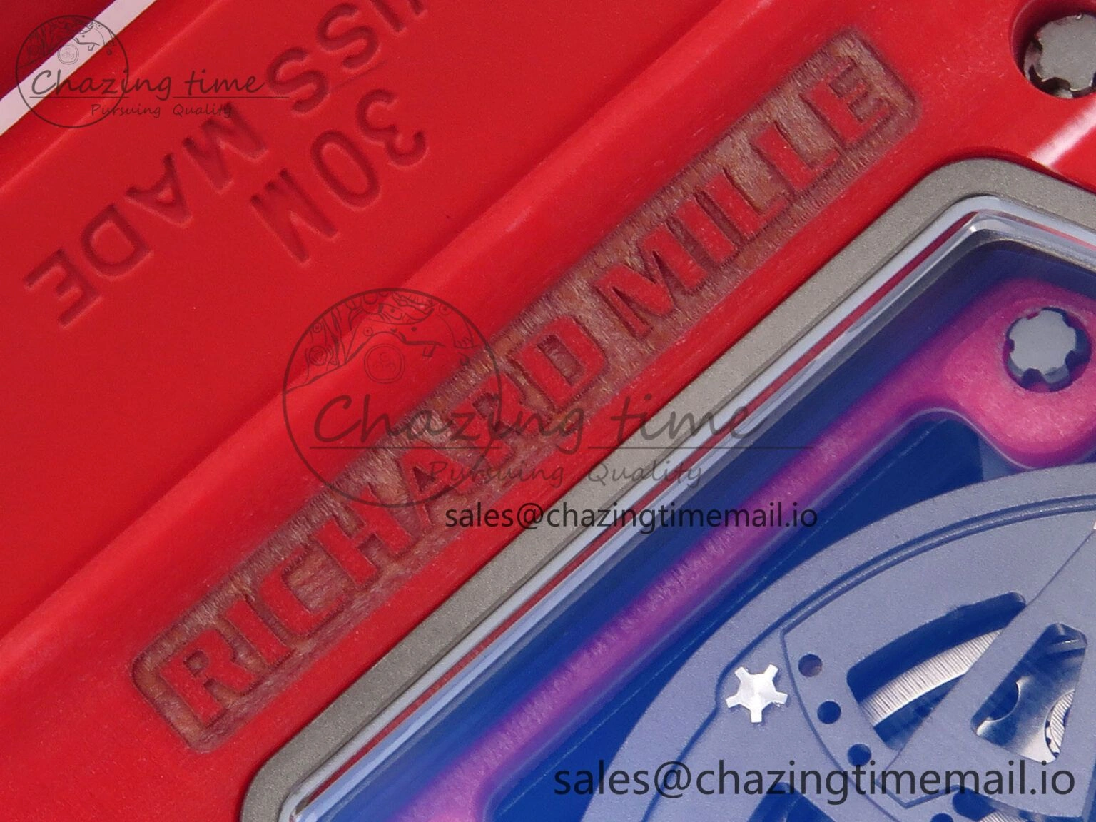 RM035-02 Red NTPT ZF 1:1 Best Edition Skeleton Dial on Red Rubber Strap RMAL1 Super Clone V ModernLook 9266