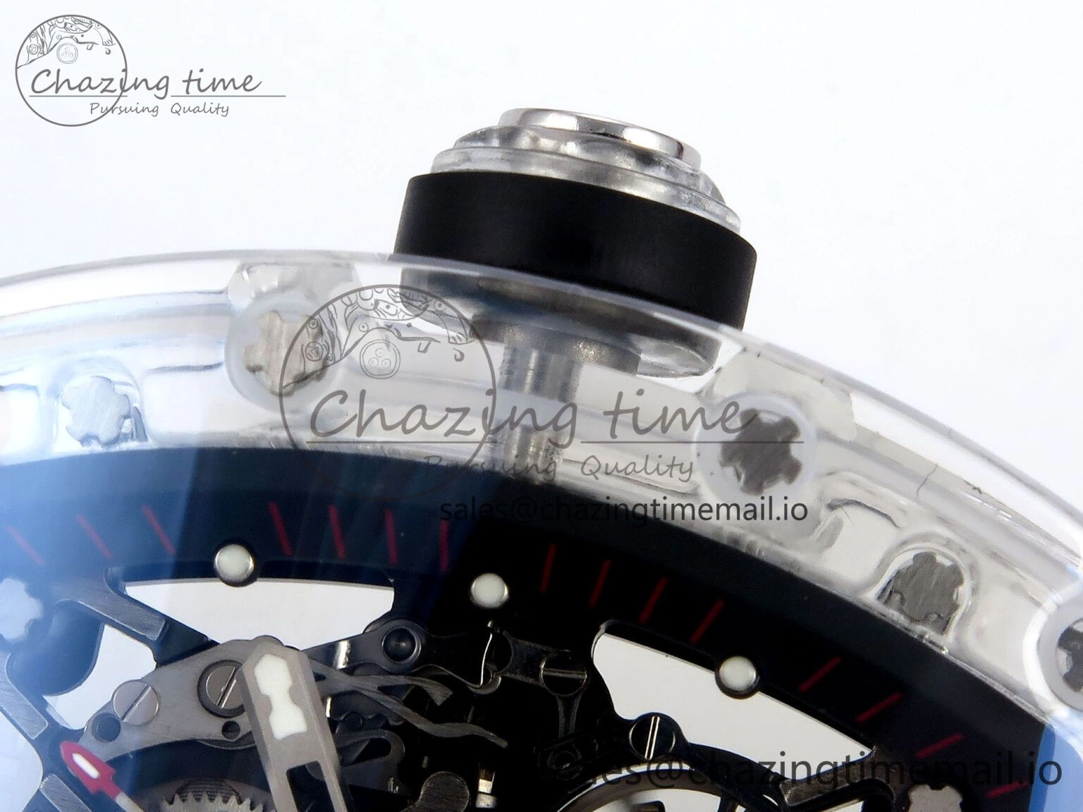 Bright RM035-02 Transparent RMF 1:1 Best Edition Skeleton Dial on Black Rubber Strap RMAL 9280
