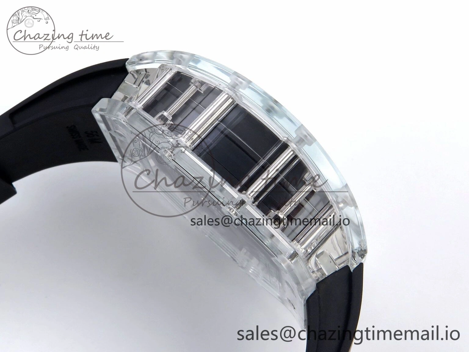 Bright RM035-02 Transparent RMF 1:1 Best Edition Skeleton Dial on Black Rubber Strap RMAL 9280