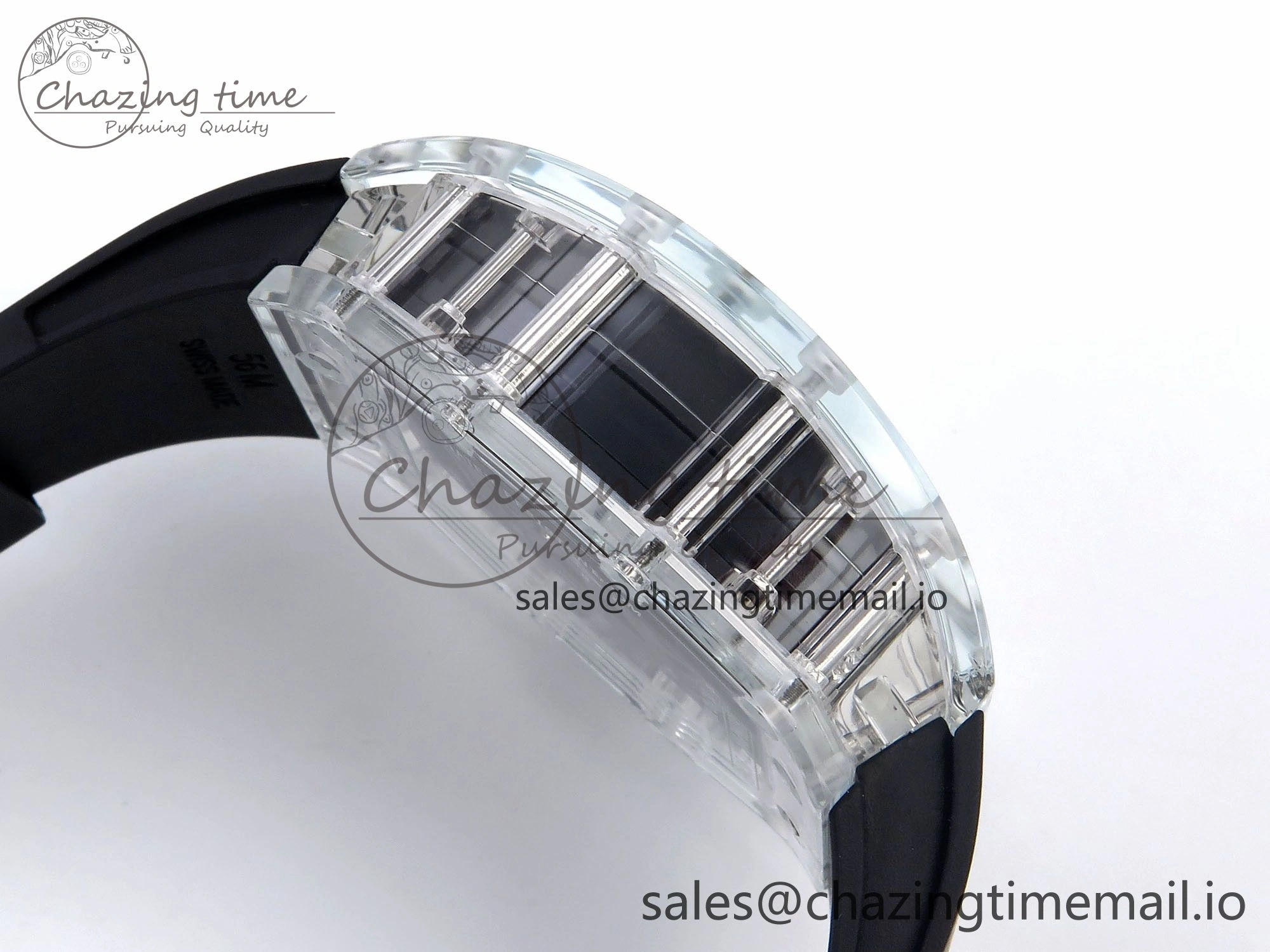 Bright RM035-02 Transparent RMF 1:1 Best Edition Skeleton Dial on Black Rubber Strap RMAL 9280