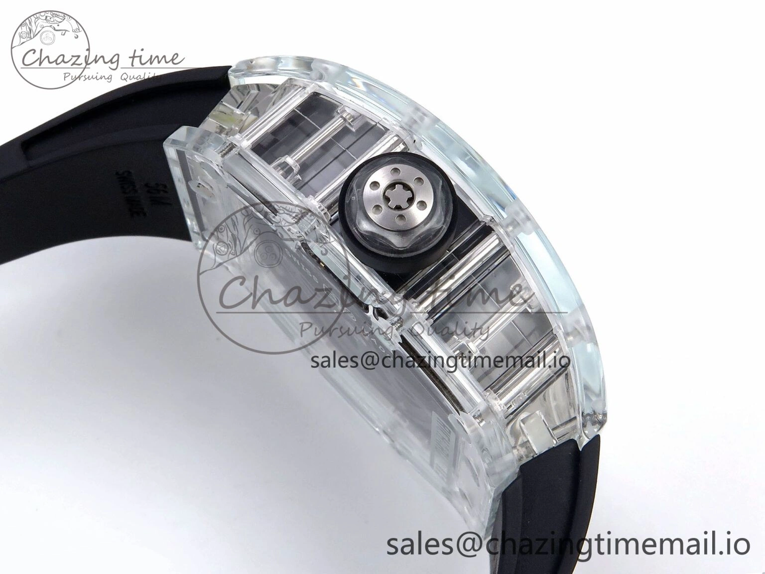 Bright RM035-02 Transparent RMF 1:1 Best Edition Skeleton Dial on Black Rubber Strap RMAL 9280